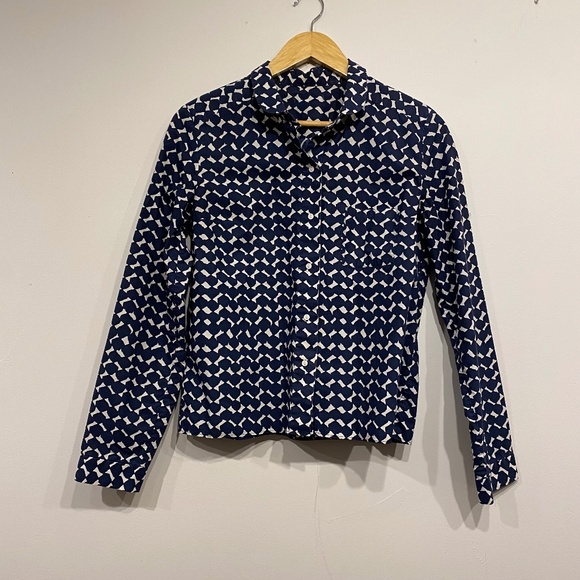 COS Cotton Black and White Patterned Boxy Collared Button Down Long Sleeve Small - Picture 1 of 5